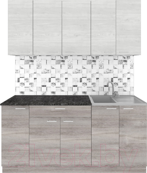 Изображение товара Кухонный гарнитур Агута Альфа 1.7 (дуб пепельный/скандинавское дерево/кастилло темный)