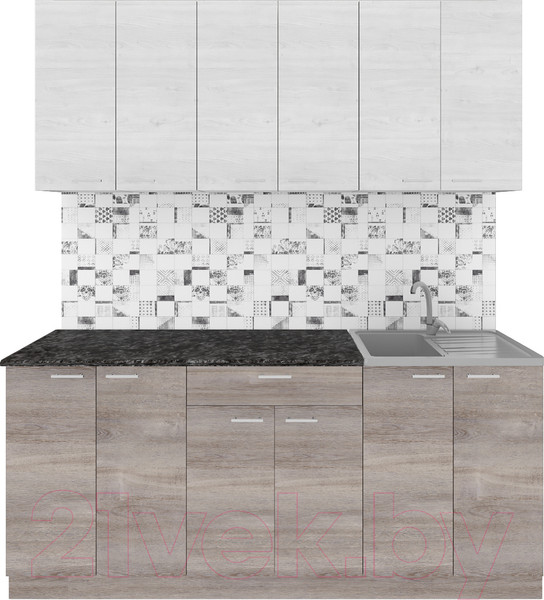 Изображение товара Кухонный гарнитур Агута Альфа 1.8/60 (дуб пепельный/скандинавское дерево/кастилло темный)