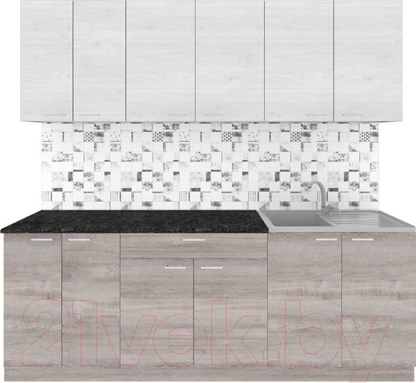 Изображение товара Кухонный гарнитур Агута Альфа 2.2 (пепельный/скандинавское дерево/кастилло темный)