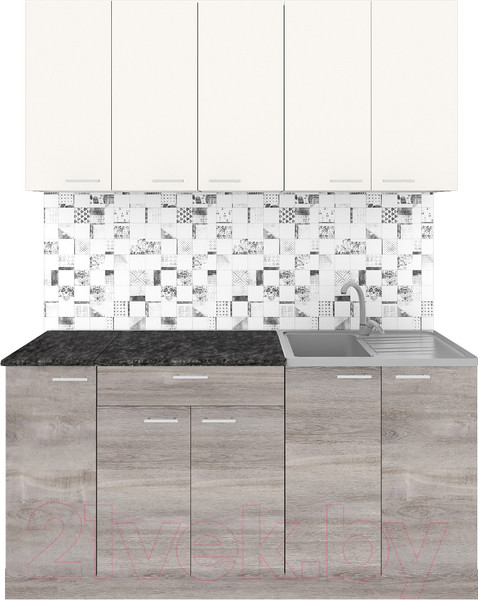 Изображение товара Кухонный гарнитур Агута Альфа 1.5 (дуб пепельный/сатин/кастилло темный)