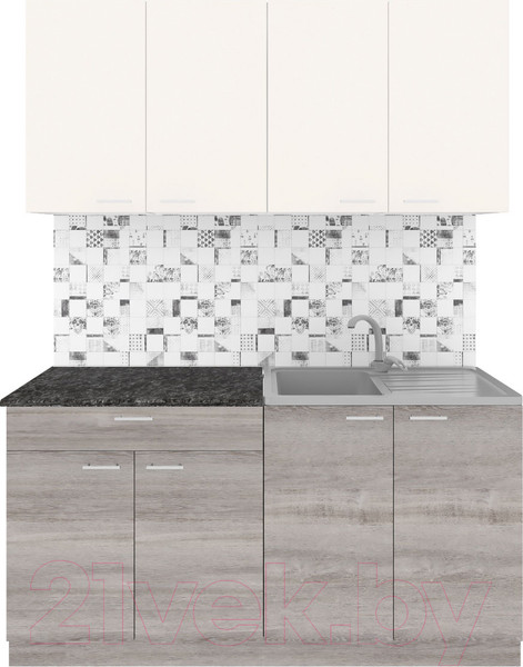 Изображение товара Кухонный гарнитур Агута Альфа 1.6 (дуб пепельный/сатин/кастилло темный)