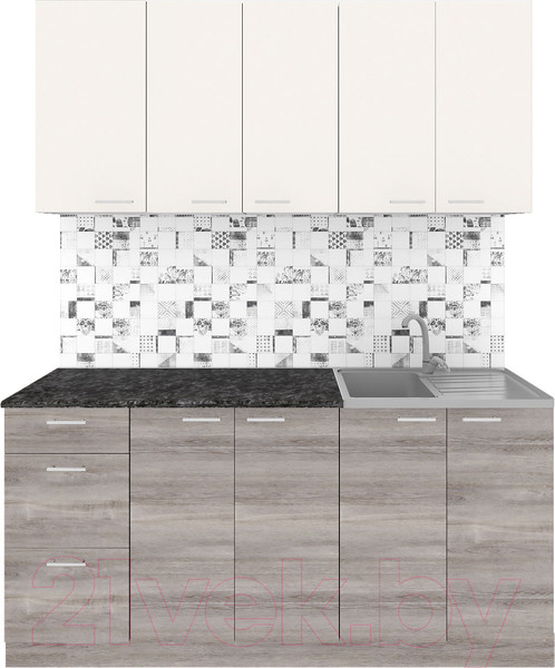 Изображение товара Кухонный гарнитур Агута Альфа 1.6/60 (дуб пепельный/сатин/кастилло темный)