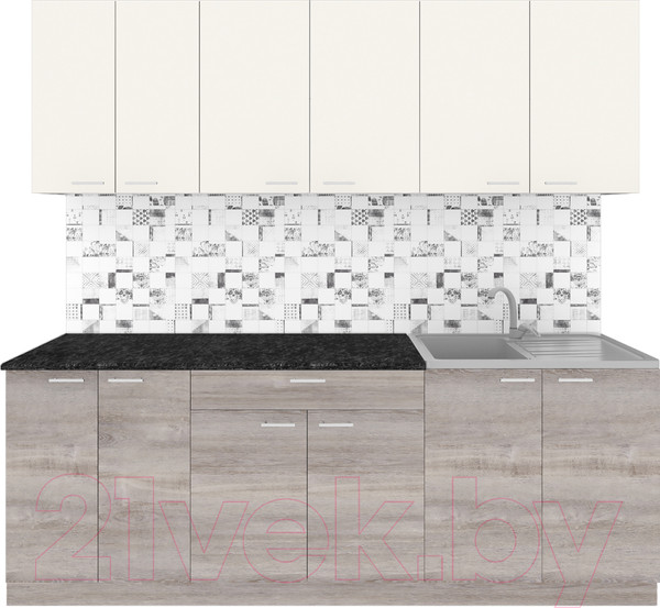 Изображение товара Кухонный гарнитур Агута Альфа 2.2 (дуб пепельный/сатин/кастилло темный)