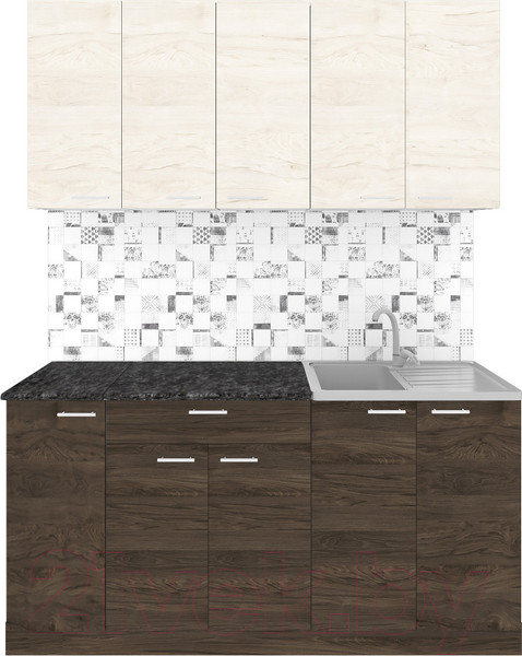 Изображение товара Кухонный гарнитур Агута Альфа 1.5 (дуб темный/дуб светлый/кастилло темный)