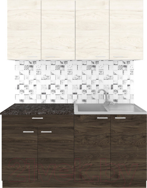 Изображение товара Кухонный гарнитур Агута Альфа 1.6 (дуб темный/дуб светлый/кастилло темный)