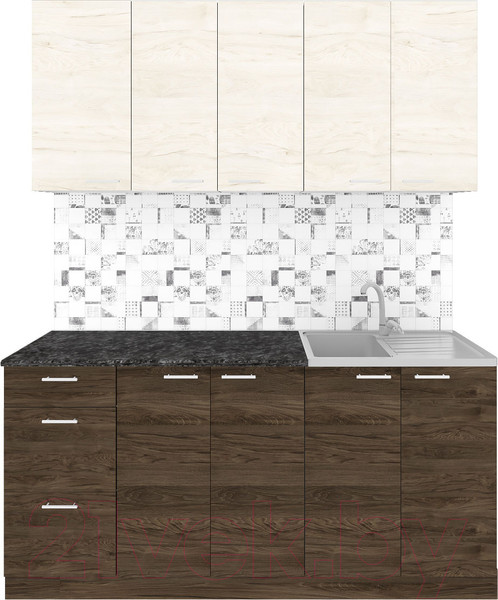 Изображение товара Кухонный гарнитур Агута Альфа 1.6/60 (дуб темный/дуб светлый/кастилло темный)