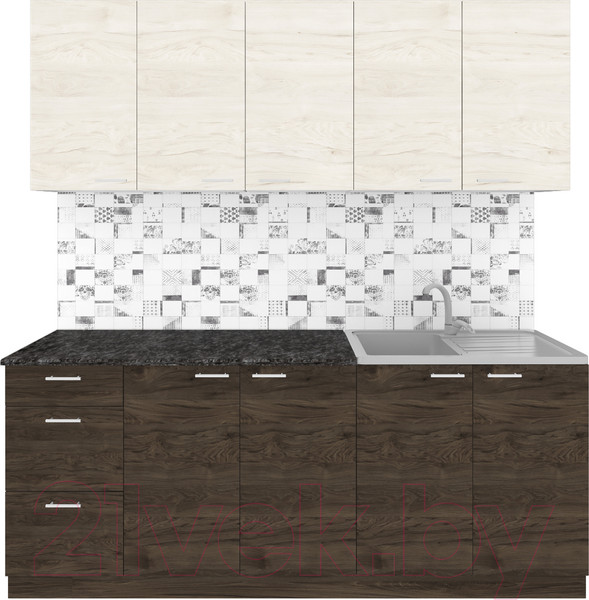 Изображение товара Кухонный гарнитур Агута Альфа 2.0 (темный/дуб светлый/кастилло темный)