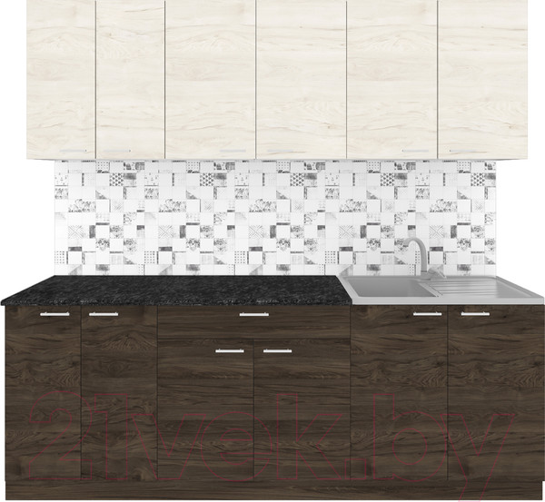 Изображение товара Кухонный гарнитур Агута Альфа 2.2 (дуб темный/дуб светлый/кастилло темный)