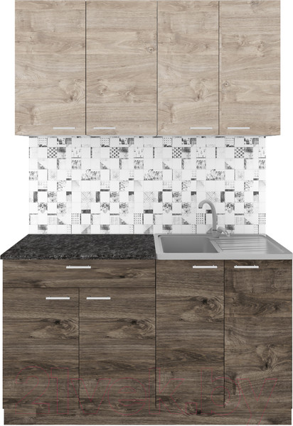 Изображение товара Кухонный гарнитур Агута Альфа 1.4 (дуб эспрессо/дуб винтажный/кастилло темный)