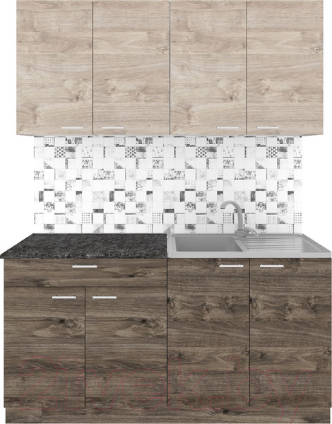 Изображение товара Кухонный гарнитур Агута Альфа 1.6 (дуб эспрессо/дуб винтажный/кастилло темный)