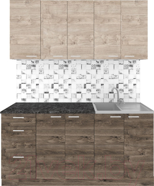 Изображение товара Кухонный гарнитур Агута Альфа 1.6/60 (дуб эспрессо/дуб винтажный/кастилло темный)