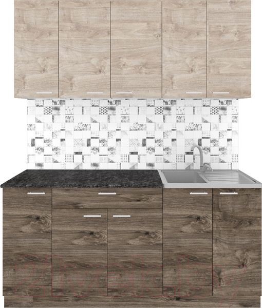 Изображение товара Кухонный гарнитур Агута Альфа 1.7 (дуб эспрессо/дуб винтажный/кастилло темный)