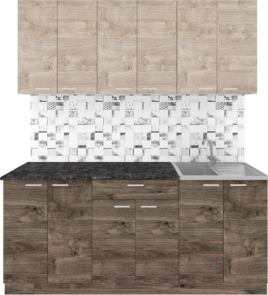 Изображение товара Кухонный гарнитур Агута Альфа 1.8/60 (дуб эспрессо/дуб винтажный/кастилло темный)