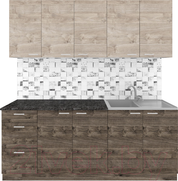 Изображение товара Кухонный гарнитур Агута Альфа 2.0 (дуб эспрессо/дуб винтажный/кастилло темный)