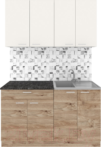 Изображение товара Кухонный гарнитур Агута Альфа 1.4 (дуб золотой/сатин/кастилло темный)