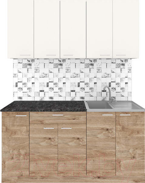 Изображение товара Кухонный гарнитур Агута Альфа 1.5 (дуб золотой/сатин/кастилло темный)