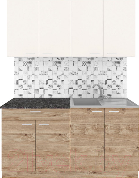 Изображение товара Кухонный гарнитур Агута Альфа 1.6 (дуб золотой/сатин/кастилло темный)