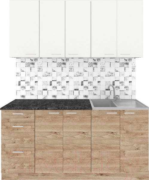 Изображение товара Кухонный гарнитур Агута Альфа 1.6/60 (дуб золотой/сатин/кастилло темный)