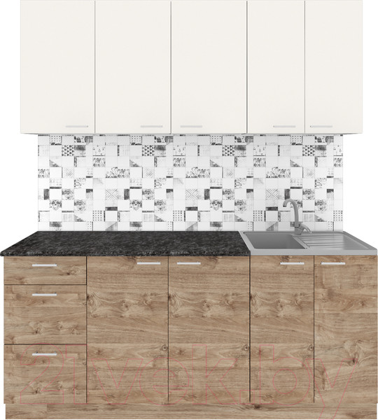 Изображение товара Кухонный гарнитур Агута Альфа 1.8 (дуб золотой/сатин/кастилло темный)