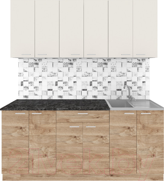 Изображение товара Кухонный гарнитур Агута Альфа 1.8/60 (дуб золотой/сатин/кастилло темный)