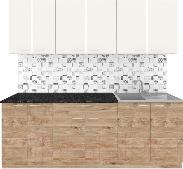 Изображение товара Кухонный гарнитур Агута Альфа 2.2 (дуб золотой/сатин/кастилло темный)