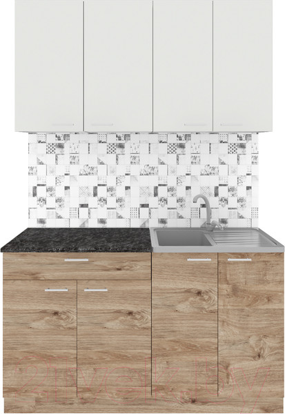 Изображение товара Кухонный гарнитур Агута Альфа 1.4 (дуб золотой/холодный серый/кастилло темный)