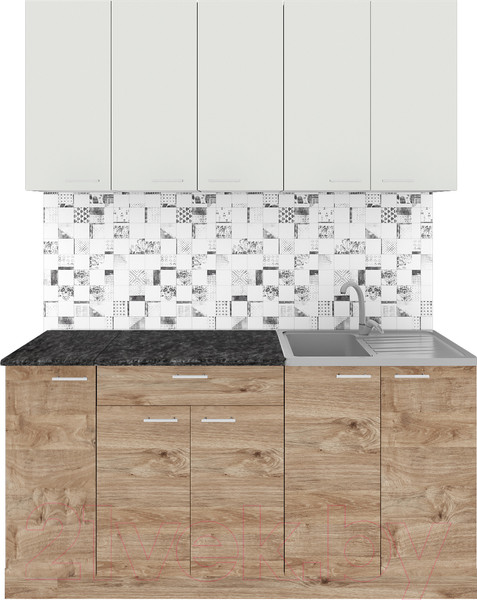 Изображение товара Кухонный гарнитур Агута Альфа 1.5 (дуб золотой/холодный серый/кастилло темный)