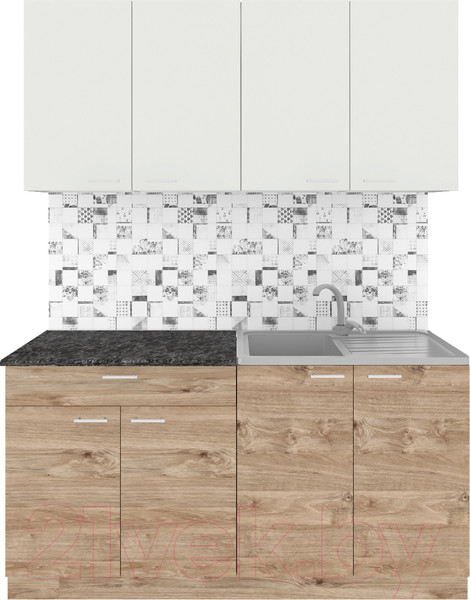 Изображение товара Кухонный гарнитур Агута Альфа 1.6 (дуб золотой/холодный серый/кастилло темный)