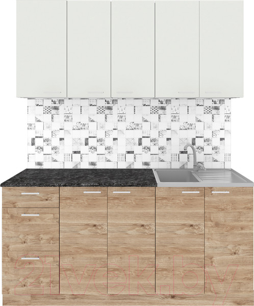 Изображение товара Кухонный гарнитур Агута Альфа 1.6/60 (дуб золотой/холодный серый/кастилло темный)