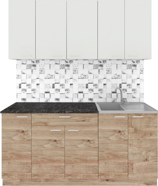 Изображение товара Кухонный гарнитур Агута Альфа 1.7 (дуб золотой/холодный серый/кастилло темный)