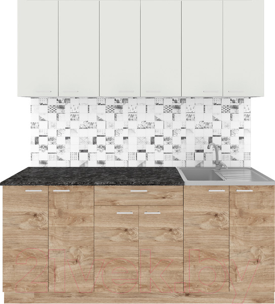 Изображение товара Кухонный гарнитур Агута Альфа 1.8/60 (дуб золотой/холодный серый/кастилло темный)