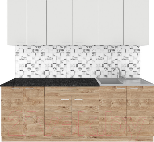 Изображение товара Кухонный гарнитур Агута Альфа 2.2 (дуб золотой/холодный серый/кастилло темный)