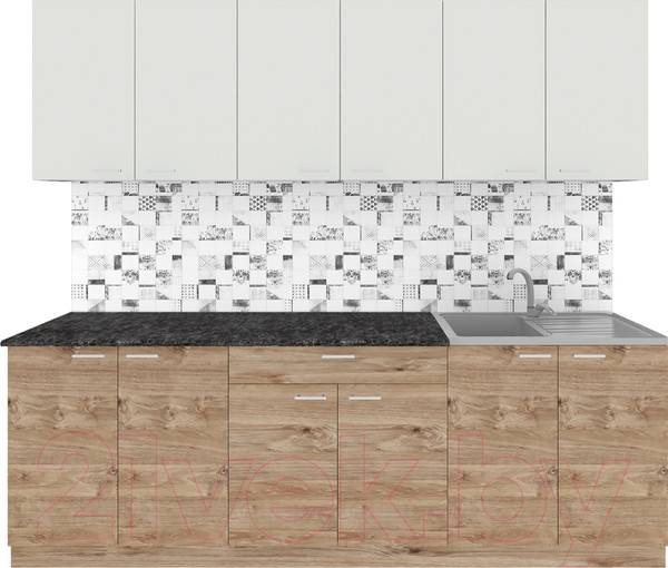 Изображение товара Кухонный гарнитур Агута Альфа 2.4 (дуб золотой/холодный серый/кастилло темный)