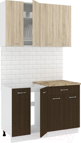 Изображение товара Кухонный гарнитур Кортекс-мебель Корнелия Лира-лайт 1.2м (дуб сонома/венге/мадрид)