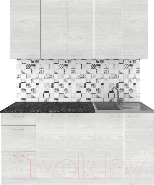 Изображение товара Кухонный гарнитур Агута Альфа 1.6/60 (скандинавское дерево/скандинавское дерево/кастилло темный)