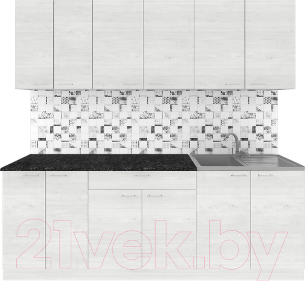 Изображение товара Кухонный гарнитур Агута Альфа 2.2 (скандинавское дерево/скандинавское дерево/кастилло темный)