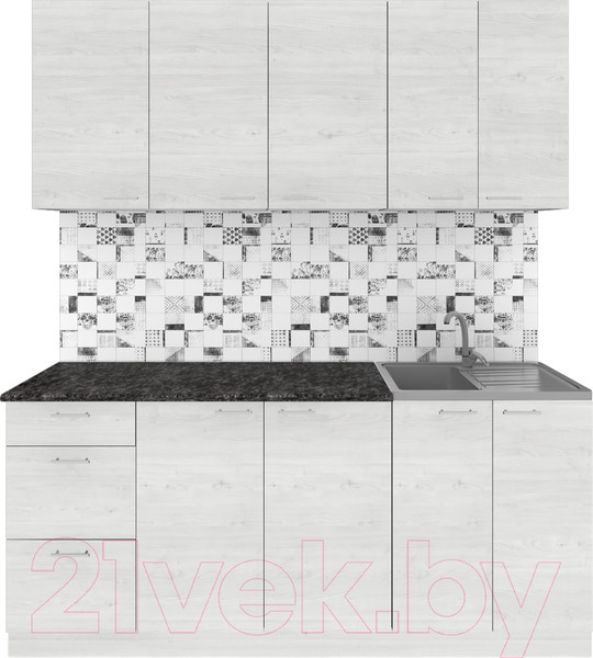 Изображение товара Кухонный гарнитур Агута Альфа 2.4 (скандинавское дерево/скандинавское дерево/кастилло темный)