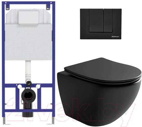 Изображение товара Унитаз подвесной с инсталляцией Ceramica Nova Rimless CN4002MB + 040000 + S5 040045