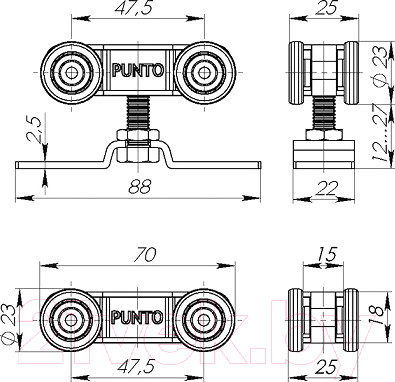 Изображение товара Ролики для раздвижных дверей Punto Soft LINE 45/4