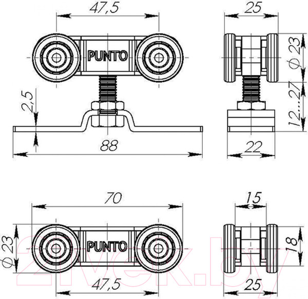 Изображение товара Ролики для раздвижных дверей Punto Soft LINE 55/4