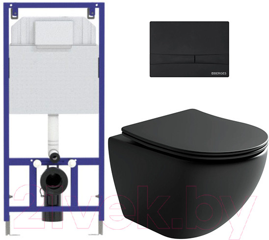 Изображение товара Унитаз подвесной с инсталляцией Ceramica Nova Rimless CN4002MB + 040000 + F5 040055