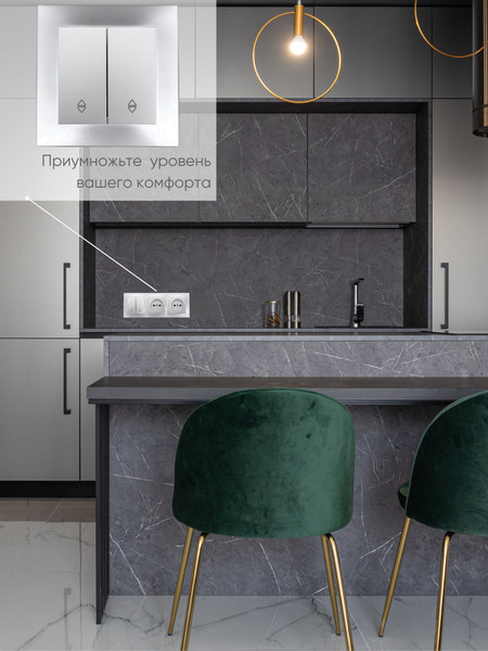 Изображение товара Выключатель El-Bi Zena-Vega / 609-011000-211 (серебристый)