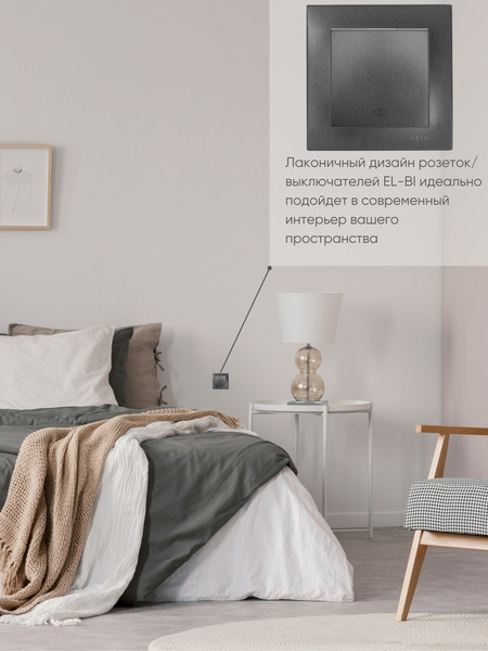 Изображение товара Выключатель El-Bi Zena-Vega / 609-011100-214 (дымчатый)