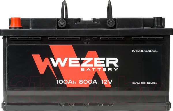 Изображение товара Автомобильный аккумулятор Wezer 800A L+ / WEZ100800L (100 А/ч)