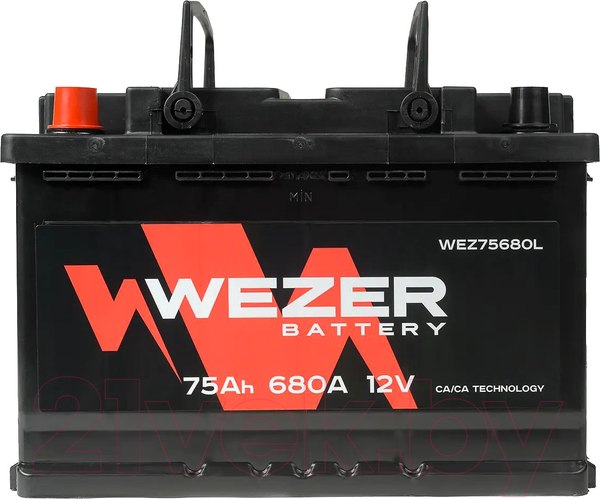 Изображение товара Автомобильный аккумулятор Wezer 680A L+ / WEZ75680L (75 А/ч)