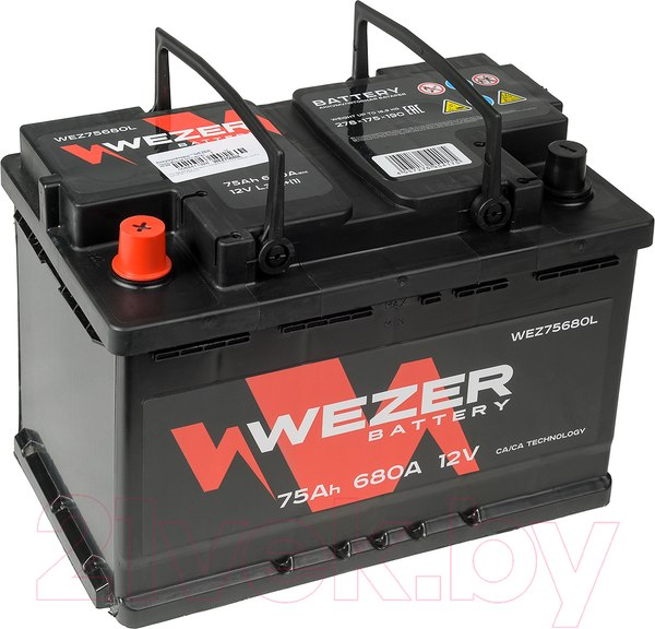Изображение товара Автомобильный аккумулятор Wezer 680A L+ / WEZ75680L (75 А/ч)