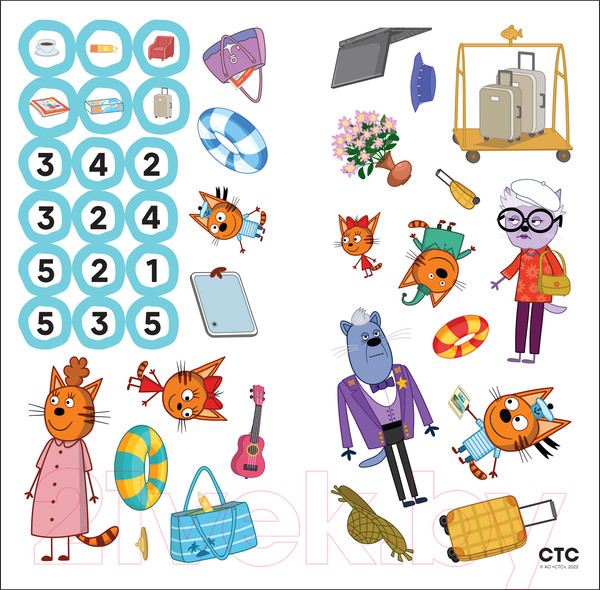 Изображение товара Развивающая книга Мозаика-Синтез Три кота. Развивающие наклейки. В отеле / МС12326