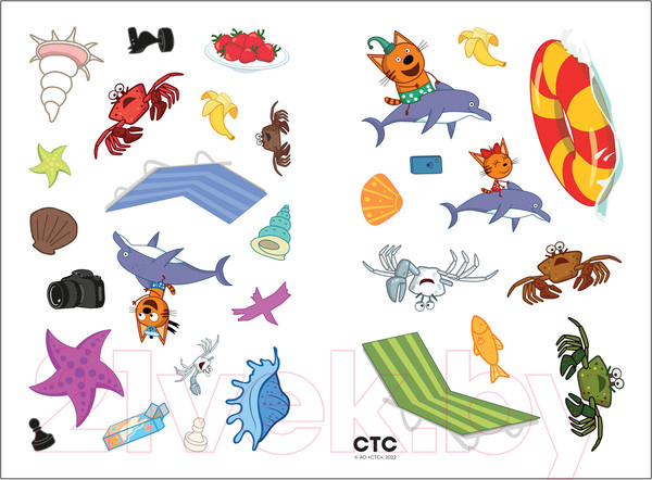 Изображение товара Развивающая книга Мозаика-Синтез Три кота. Развивающие наклейки. На пляже / МС12327