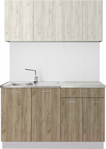 Изображение товара Кухонный гарнитур Артём-Мебель Лана СН-113 без стекла 1.4 (дуб крафт белый/дуб крафт серый)