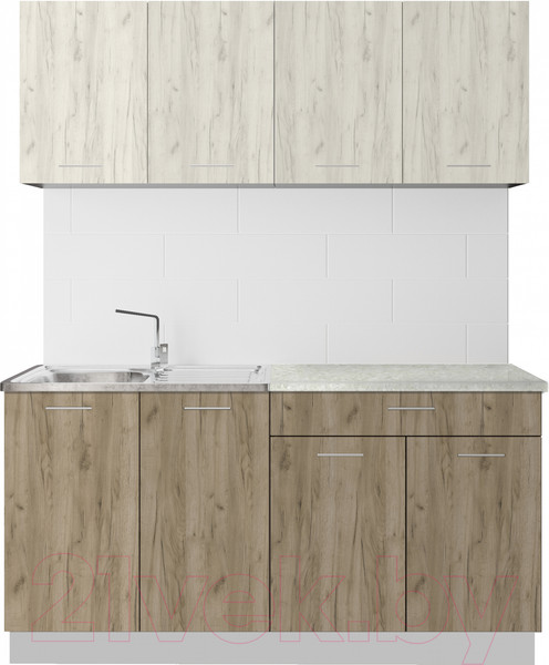 Изображение товара Кухонный гарнитур Артём-Мебель Лана СН-113 без стекла 1.6 (дуб крафт белый/дуб крафт серый)